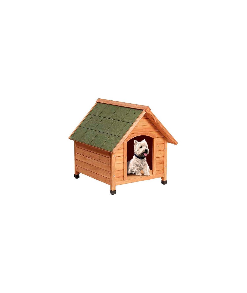 Caseta para perros madera con techo a dos aguas y puerta